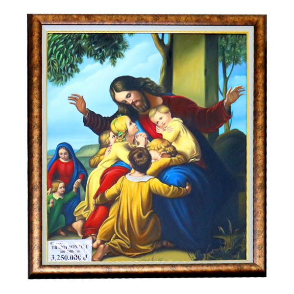 33. Tranh sơn dầu Chúa và trẻ em (80*100)cm