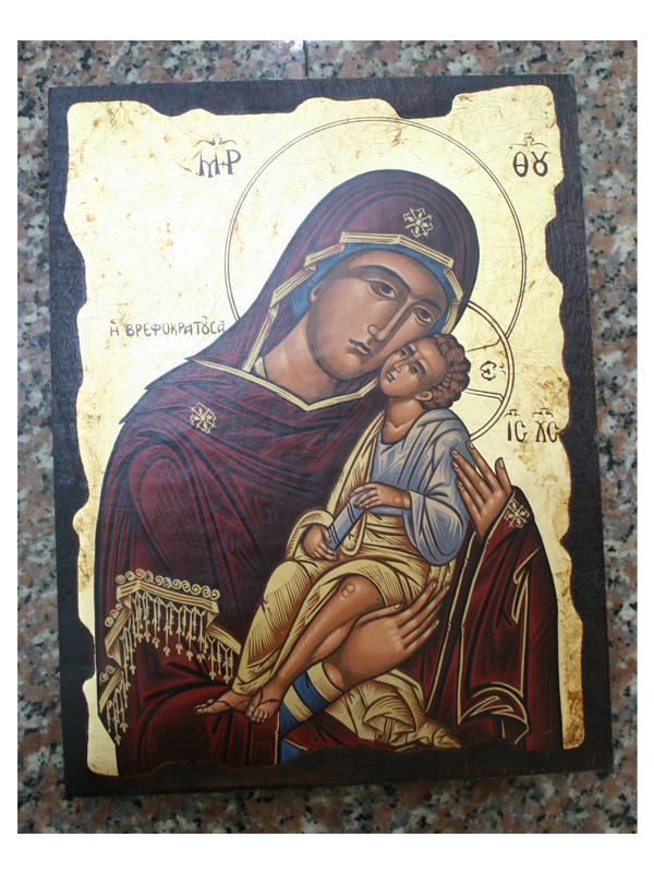 49. Icon gỗ Đức Mẹ bế Chúa (20*26)cm Italia