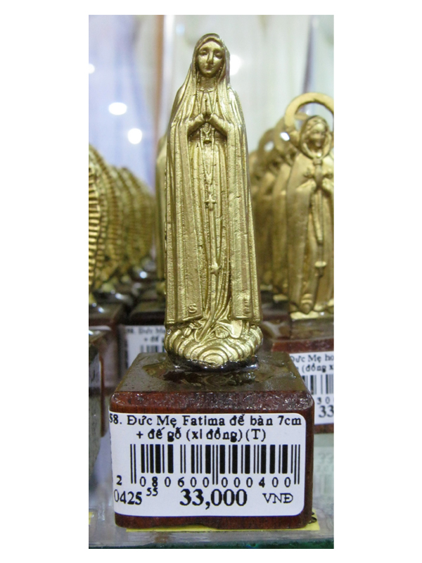 158. Đức Mẹ Fatima để bàn 9cm (đồng xi nhũ vàng)