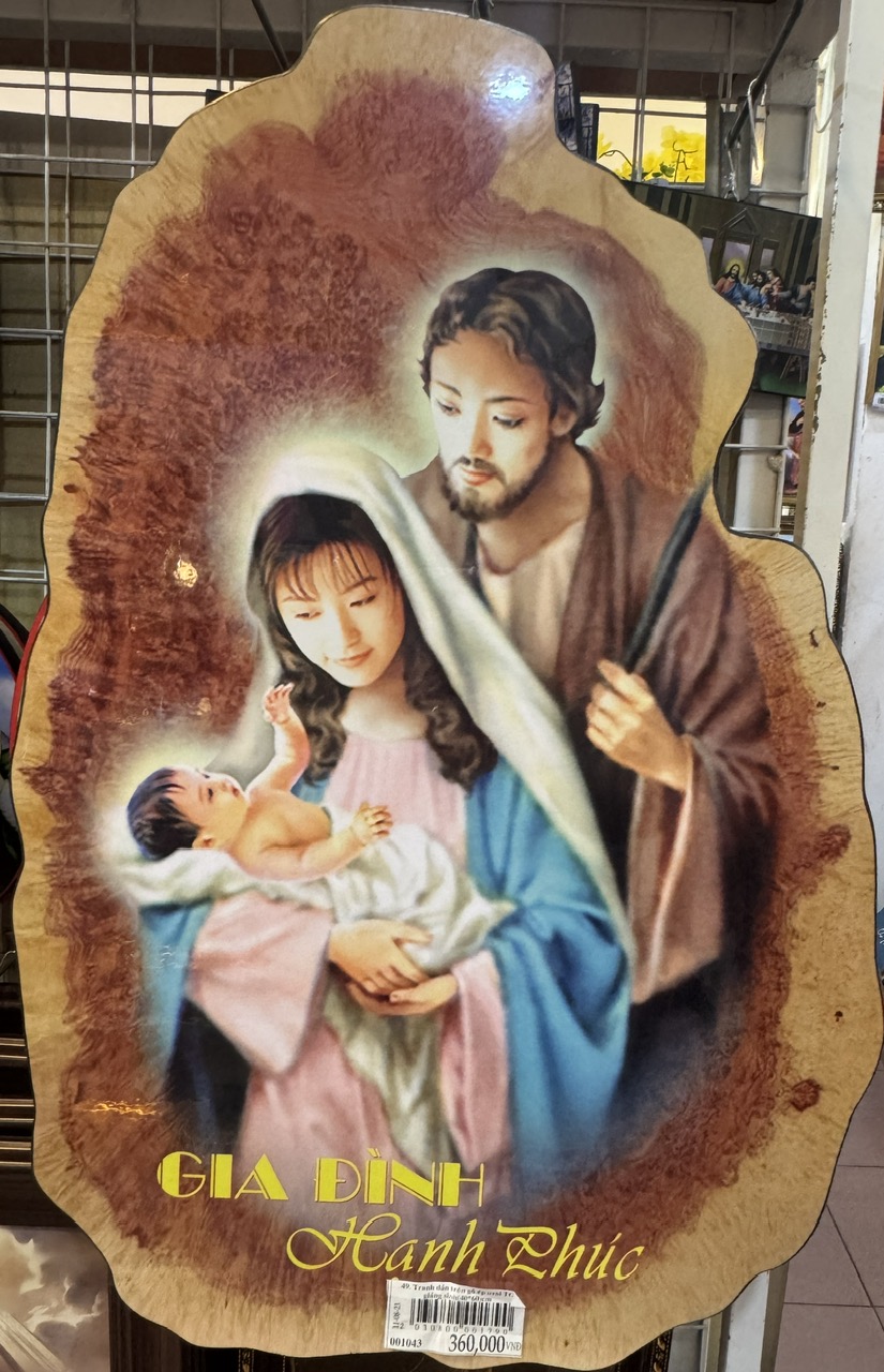 49. Tranh dán trên gỗ ép oval TG giáng sinh(40*60)cm 