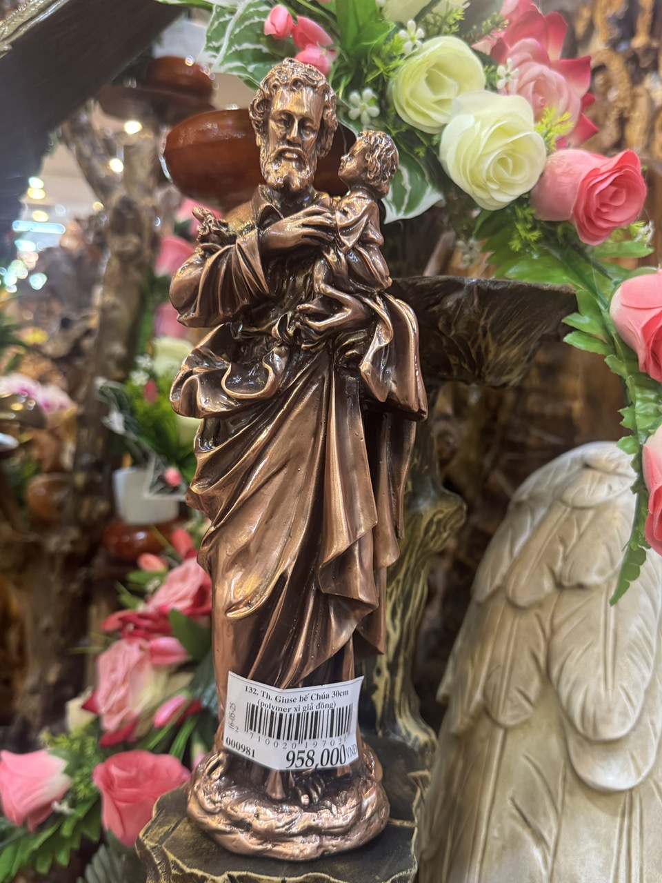 132. Th. Giuse bế Chúa 30cm (polymer xi giả đồng)